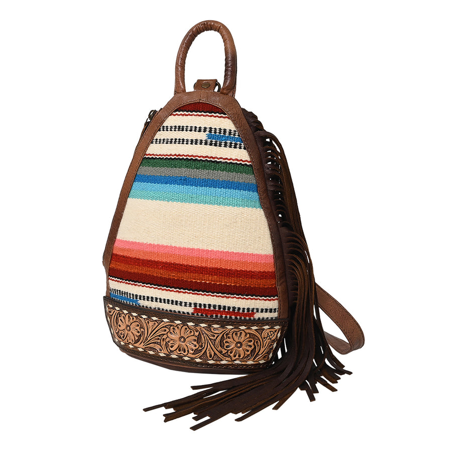American darling Western Leather Sling Bag with Fringes, Hair-On Cowhide & Saddle Blanket  – Handcrafted, Stylish & Durable, Perfect for Everyday Use