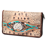 American Darling Wallet Hand Tooled Crocodile Embossed Genuine Leather Women Bag Western Handbag Purse