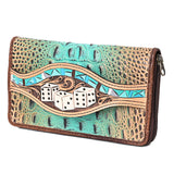 American Darling Wallet Hand Tooled Crocodile Embossed Genuine Leather Women Bag Western Handbag Purse