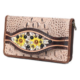 American Darling Clutch Hand Tooled Crocodile Embossed Genuine Leather Women Bag Western Handbag Purse