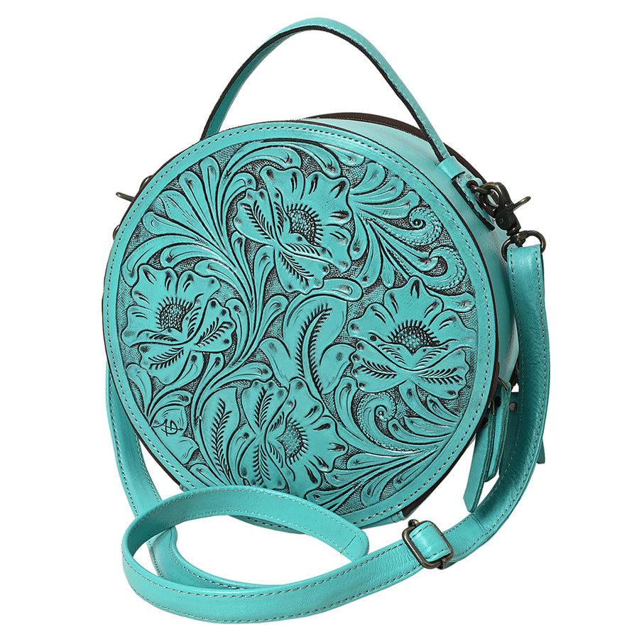 American Darling Western Leather Canteen Bag with Hand-Tooled Floral Detailing, Genuine Leather, Premium Craftsmanship, Everyday Carry Purse