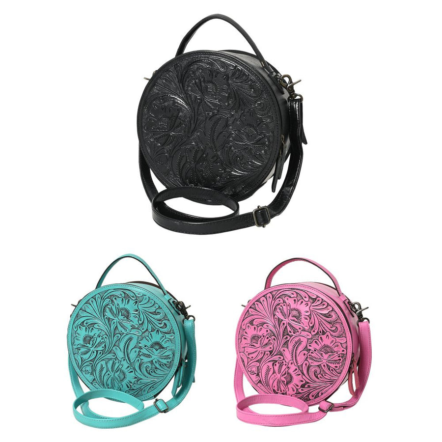 American Darling Western Leather Canteen Bag with Hand-Tooled Floral Detailing, Genuine Leather, Premium Craftsmanship, Everyday Carry Purse