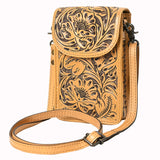 American Darling Cell Phone Holder Hand Tooled Genuine Leather Women Bag Western Handbag Purse