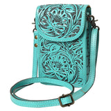 American Darling Cell Phone Holder Hand Tooled Genuine Leather Women Bag Western Handbag Purse