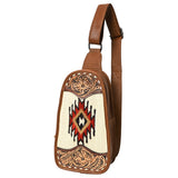 American Darling Sling Hand Tooled Upcycled Wool Genuine Leather Women Bag Western Handbag Purse