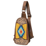 American Darling Sling Hand Tooled Upcycled Wool Genuine Leather Women Bag Western Handbag Purse