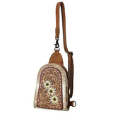 American Darling Sling Beautifully Hand Tooled  Hair-On Genuine Leather women bag western handbag purse