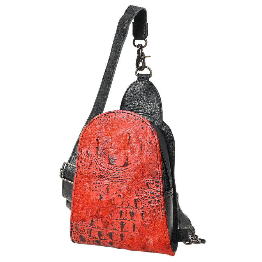 American Darling Sling Hair-On Crocodile Embossed Genuine Leather Women Bag Western Handbag Purse |Sling | for