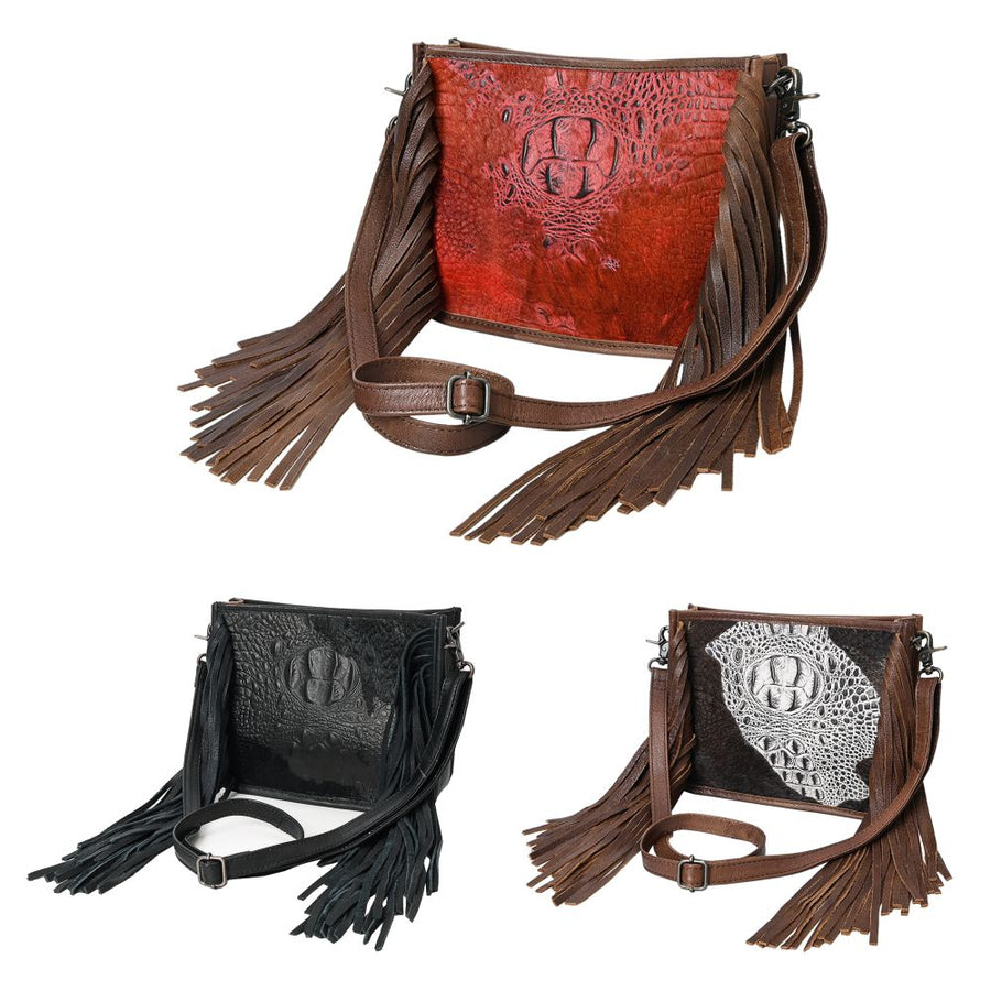 American Darling Cross Body Crocodile Embossed Full Grain Genuine Leather Western Women Bag Handbag Purse Crossbody for Cute