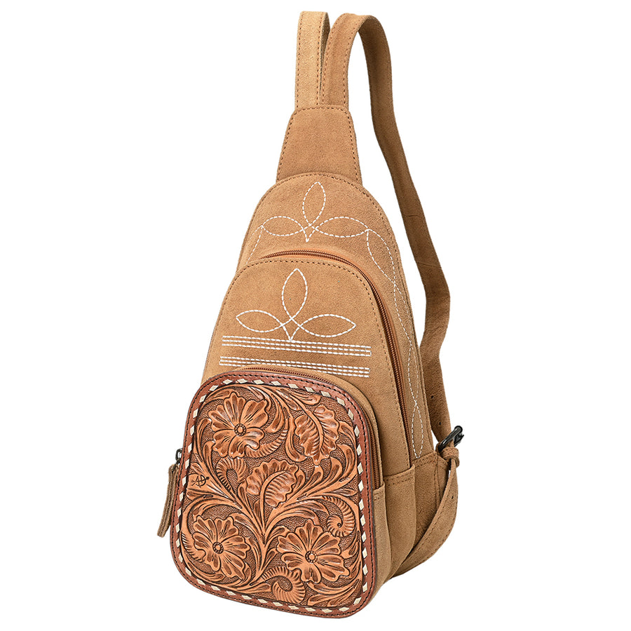 American Darling Sling Hand Tooled Genuine Leather Suede bag | Fanny Pack for Women