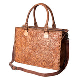 American Darling Briefcase Hand Tooled Genuine Leather Women Bag Western Handbag Purse