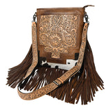 American Darling Messenger Hand Tooled Hair On Genuine Leather Women Bag Western Handbag Purse