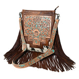 American Darling Messenger Hand Tooled Hair On Genuine Leather Women Bag Western Handbag Purse