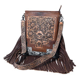 American Darling Messenger Hand Tooled Hair On Genuine Leather Women Bag Western Handbag Purse