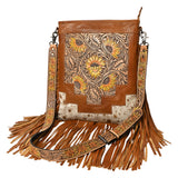 American Darling Messenger Hand Tooled Hair On Genuine Leather Women Bag Western Handbag Purse