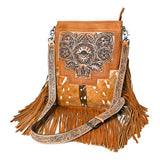 American Darling Messenger Hand Tooled Hair On Genuine Leather Women Bag Western Handbag Purse