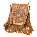 American Darling Messenger Hand Tooled Hair On Genuine Leather Women Bag Western Handbag Purse