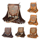 American Darling Messenger Hand Tooled Hair On Genuine Leather Women Bag Western Handbag Purse