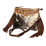 American Darling Small Crossbody Hand Tooled Hair On Genuine Leather Women Bag Western Handbag Purse