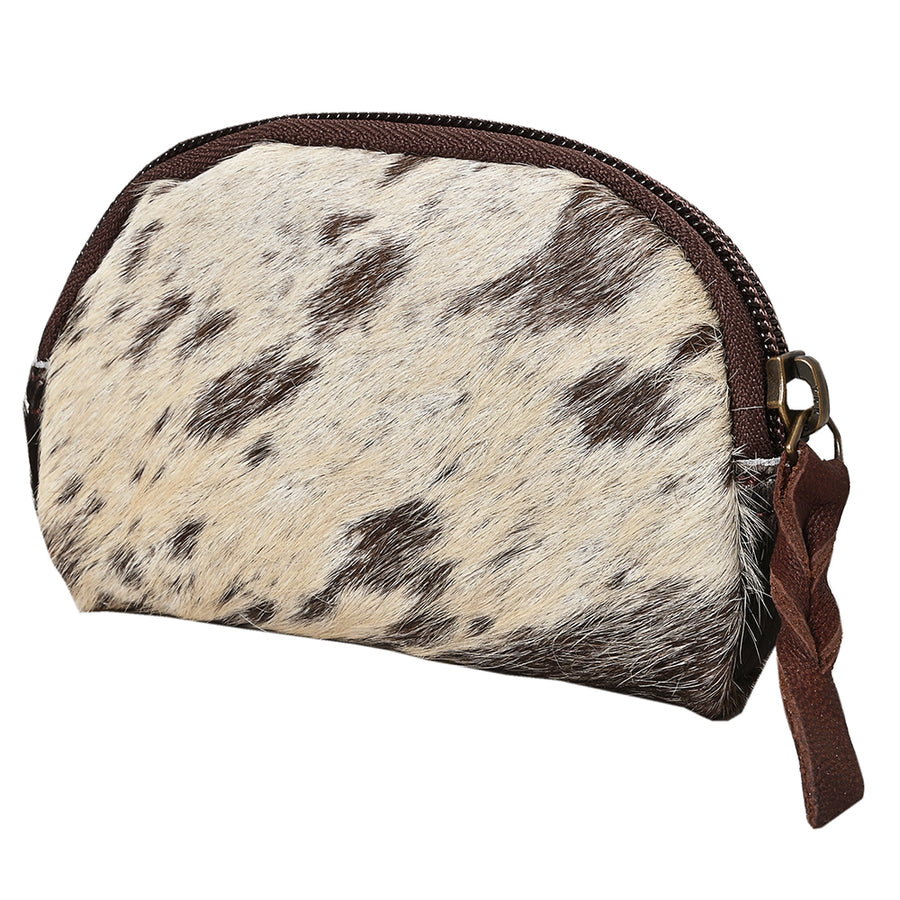 American Darling Coin Purse Bag Handcrafted from Hair-On Cowhide & Genuine Leather with Braided Pull and YKK Zipper