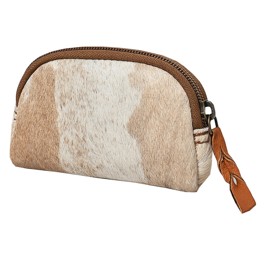 American Darling Coin Purse Bag Handcrafted from Hair-On Cowhide & Genuine Leather with Braided Pull and YKK Zipper
