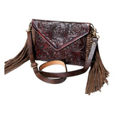 American Darling ADBG476ANTBR Envelope Hand Tooled Genuine Leather Women Bag Western Handbag Purse