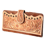 American Darling ADBG487BR Wallet Hand Tooled Hair On Genuine Leather Women Bag Western Handbag Purse