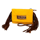 American Darling ADBG501A Clutch Hand Tooled Hair On Genuine Leather women bag western handbag purse