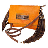 American Darling ADBG501A Clutch Hand Tooled Hair On Genuine Leather women bag western handbag purse