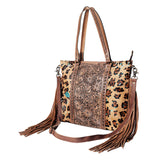 American Darling ADBG502ABRAH Tote Hand Tooled Hair-On Genuine Leather Women Bag Western Handbag Purse