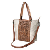 American Darling ADBG502ABRAH Tote Hand Tooled Hair-On Genuine Leather Women Bag Western Handbag Purse