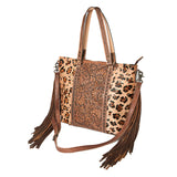 American Darling ADBG502ABRAH Tote Hand Tooled Hair-On Genuine Leather Women Bag Western Handbag Purse