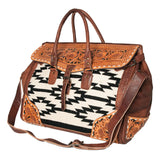 American Darling ADBG516 Duffel Hand Tooled Saddle Blanket Genuine Leather Women Bag Western Handbag Purse