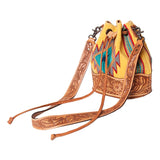 American Darling ADBG569A Bucket Hand Tooled Saddle Blanket Genuine Leather Women Bag Western Handbag Purse