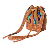 American Darling ADBG569A Bucket Hand Tooled Saddle Blanket Genuine Leather Women Bag Western Handbag Purse