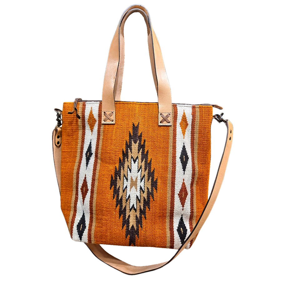American Darling Tote Bag Hand Woven Saddle Blanket Genuine Leather Western Purse Large Shoulder Bag with YKK Zipper