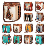 American Darling ADBG574D1 Large Crossbody Saddle Blanket Hair On Genuine Leather Women Bag Western Handbag Purse