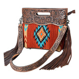 American Darling Clutch Hand Tooled Saddle Blanket Genuine Leather Women Bag Western Handbag Purse