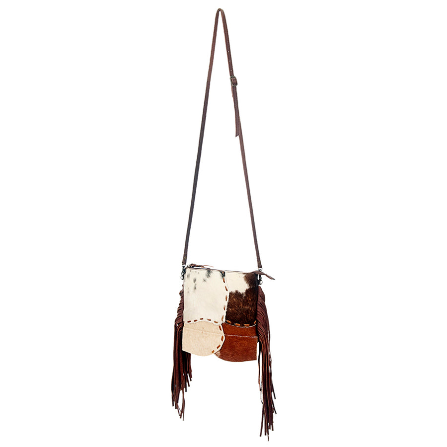American Darling Cross body Bag Genuine Leather Western Purse with Fringes Buck Stitched Trim and YKK Zipper