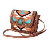 American Darling Hand Tooled Saddle Blanket Genuine Leather Women Bag Western Handbag Purse