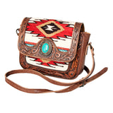 American Darling Hand Tooled Saddle Blanket Genuine Leather Women Bag Western Handbag Purse