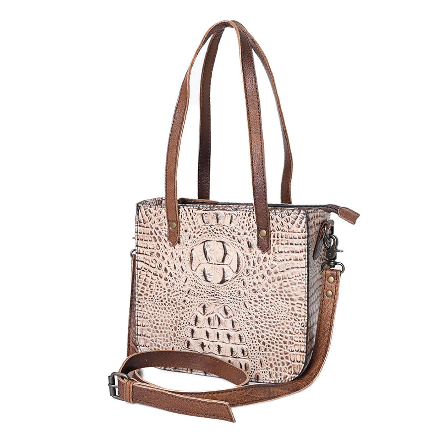 American Darling Tote Bag Crocodile Embossed Genuine Leather Western Handbag for Women Handcrafted Shoulder Bag