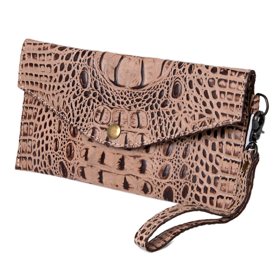 American Darling Western Leather Wallet, Crocodile Embossed Full Grain Genuine Leather, Eco-Friendly Handcrafted Pouch