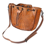 American Darling Crocodile Embossed Genuine Leather Women Bag Western Handbag Purse