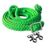 1" X 8Ft Hilason Braided Poly Barrel Horse Racing Flat Reins Green W/ Snaps