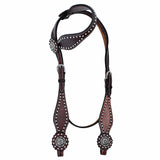 HILASON Western Horse Concho American Leather Headstall ‎Tan | for Horses