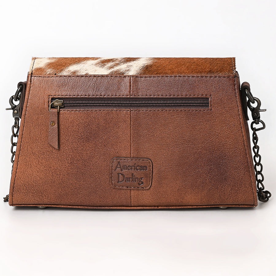 American Darling Cross body Bag, Hair-On Cowhide & Genuine Vegetable-Tanned Leather, Western Purse with Tassels, 6.5in x 11.75in