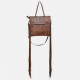 American Darling Messenger Beautifully Hand Tooled Hair on Genuine Leather women handbag