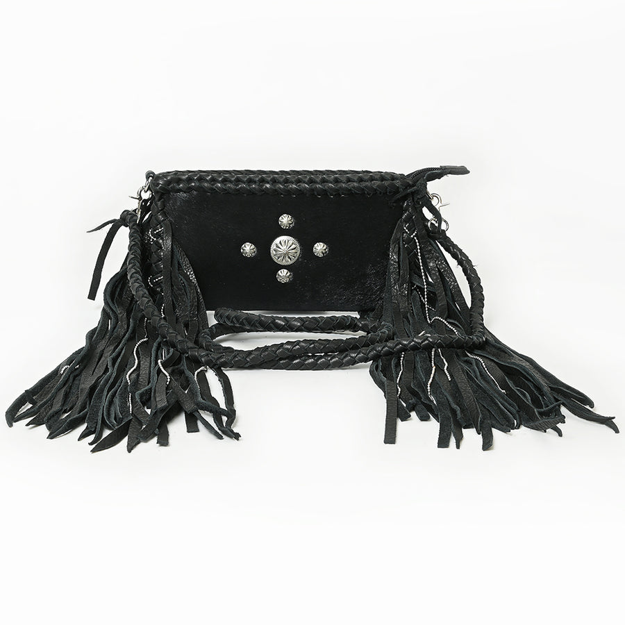 American Darling Small Cross body Bag Western Hair-On Cowhide Genuine Leather Handcrafted Purse with Fringes and Turquoise
