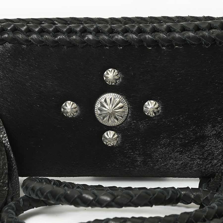 American Darling Small Cross body Bag Western Hair-On Cowhide Genuine Leather Handcrafted Purse with Fringes and Turquoise